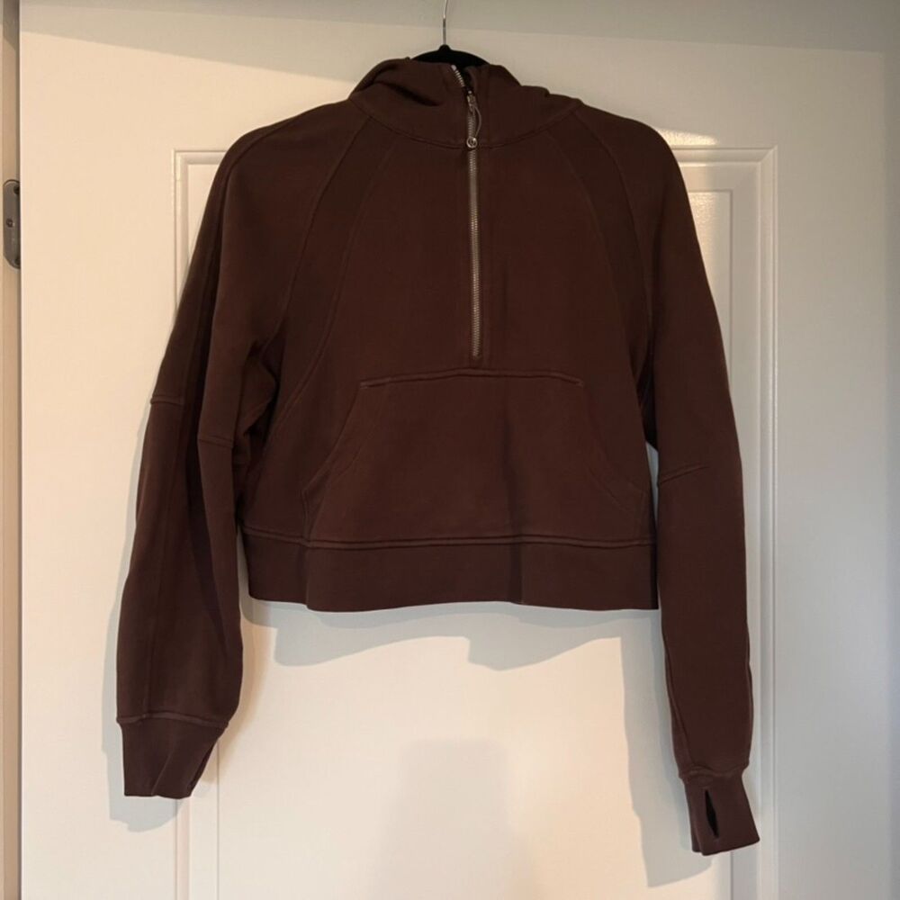 Lululemon Scuba Oversized Half Zip Hoodie - Espresso Brown Cropped - XS/S - Picture 2 of 4